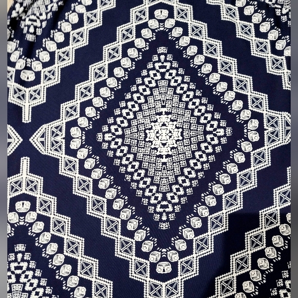 Womans Apt 9 Size Small Blue White Boho Spring Summer Shift Dress With Pockets - Picture 4 of 10